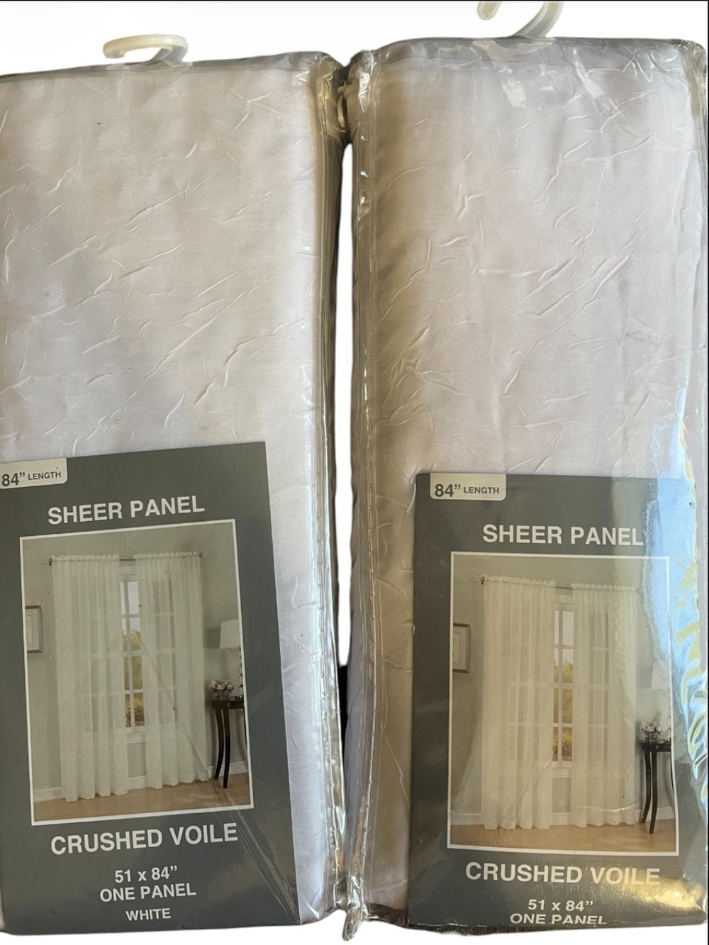 Crushed Voile Sheer Curtain Panel - White (Set of 2)